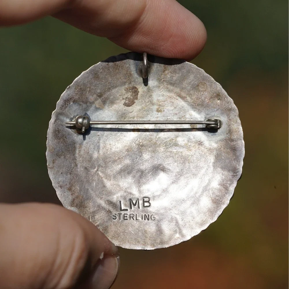 Larry Moses Begay Navajo‎ Sterling Silver Blue Green Cluster Turqiouse Pendant